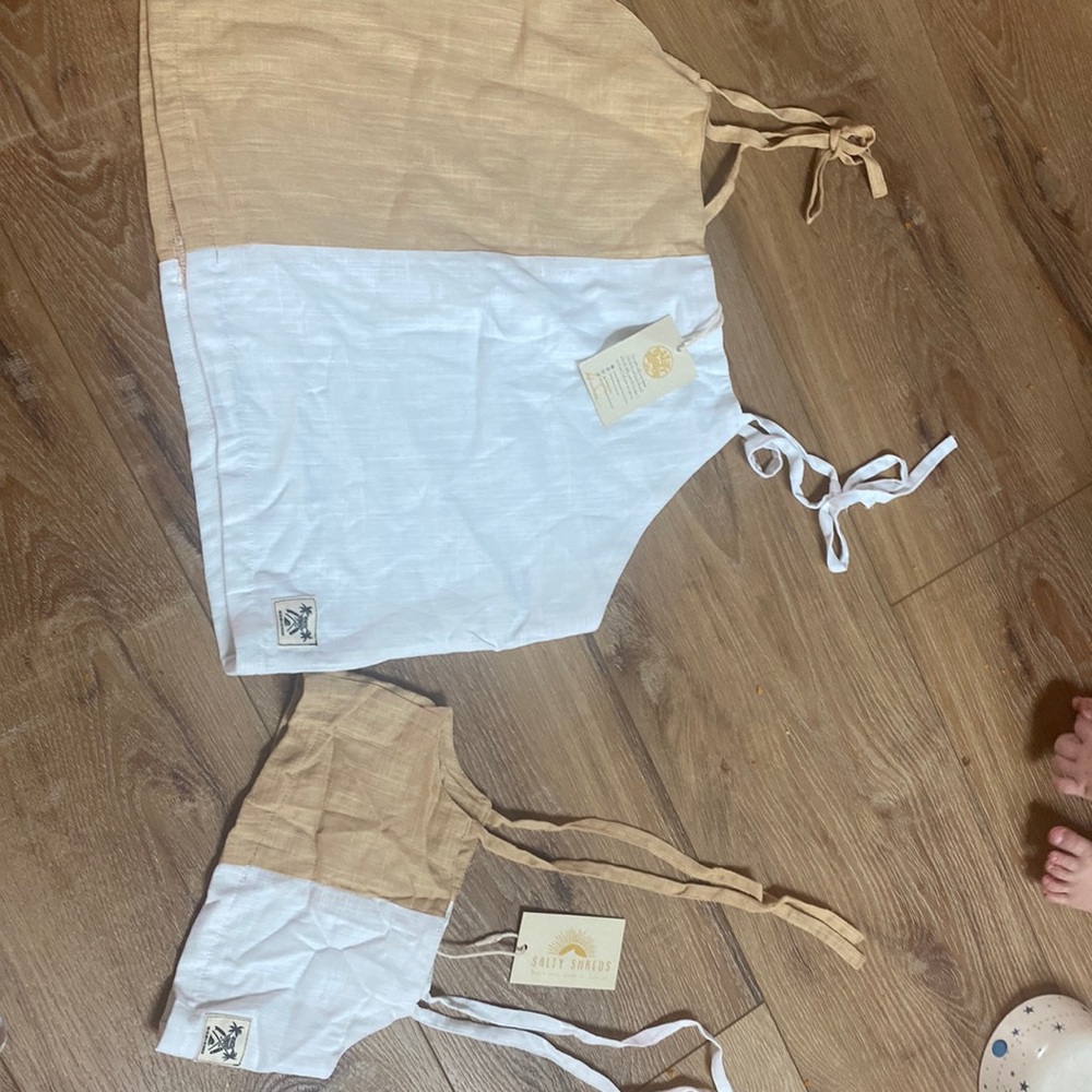 Mommy and me adjustable strap linen tanks
